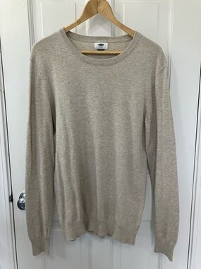 Oatmeal beige Men's Crewneck Sweater longsleeve size Medium Old Navy lightweight